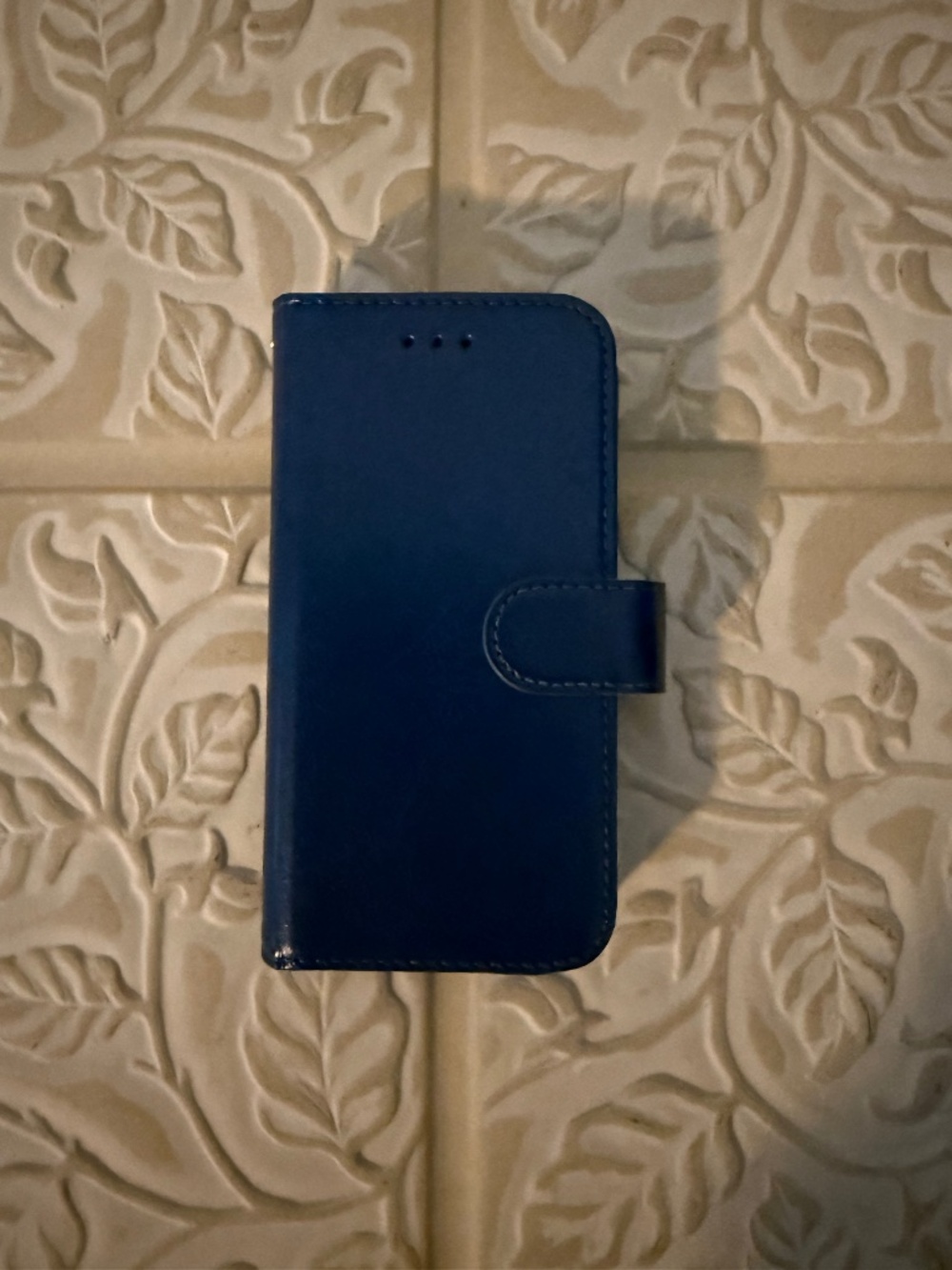 Navy Blue Faux Leather Folio Wallet Case for iPhone 12 mini